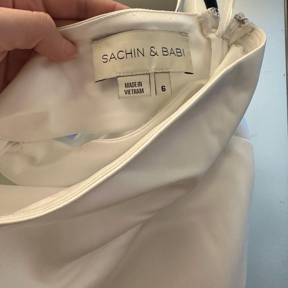 Sachin + Babi White Satin Midi Dress, Size 6 - Picture 5 of 5